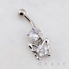 FLOWER BUTTERFLY MULTI CZ BELLY BUTTON NAVEL RING 316L SURGICAL STEEL